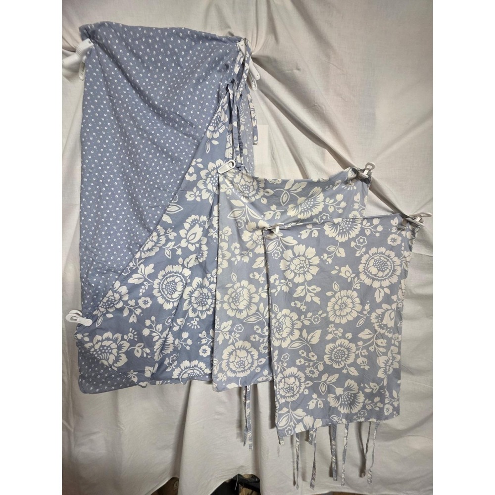 IKEA THISTED FLORA Blue White Floral Cottage Duvet Cover Full 82x83 + 2 Shams